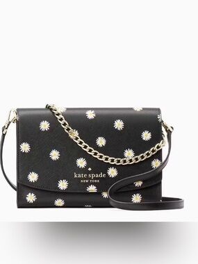 Kate Spade Carson Convertible Crossbody bag purse Daisy Blooms Black KB498 NWT